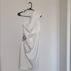 Ivory Satin Dress with appliqué